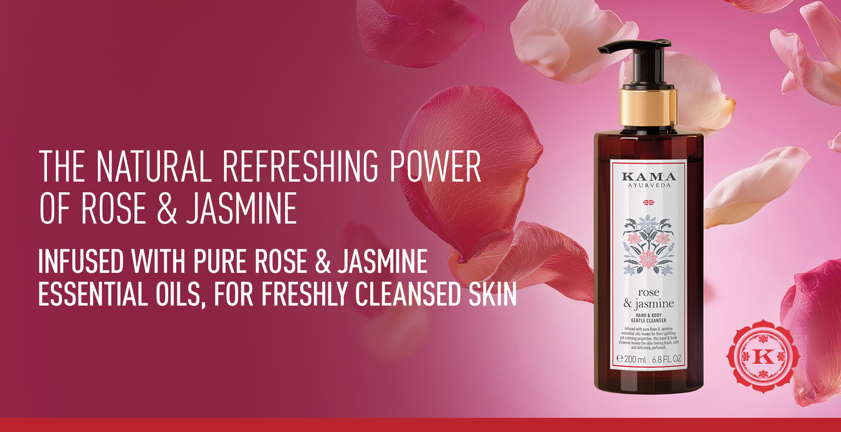 Buy Rose & Jasmine Moisturising Hand & Body Cleanser | Kama Ayurveda
