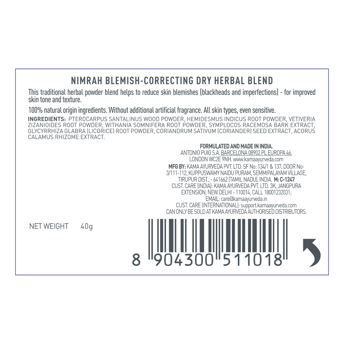 Vanasara Nimrah Blemish- correcting Dry Herbal blend